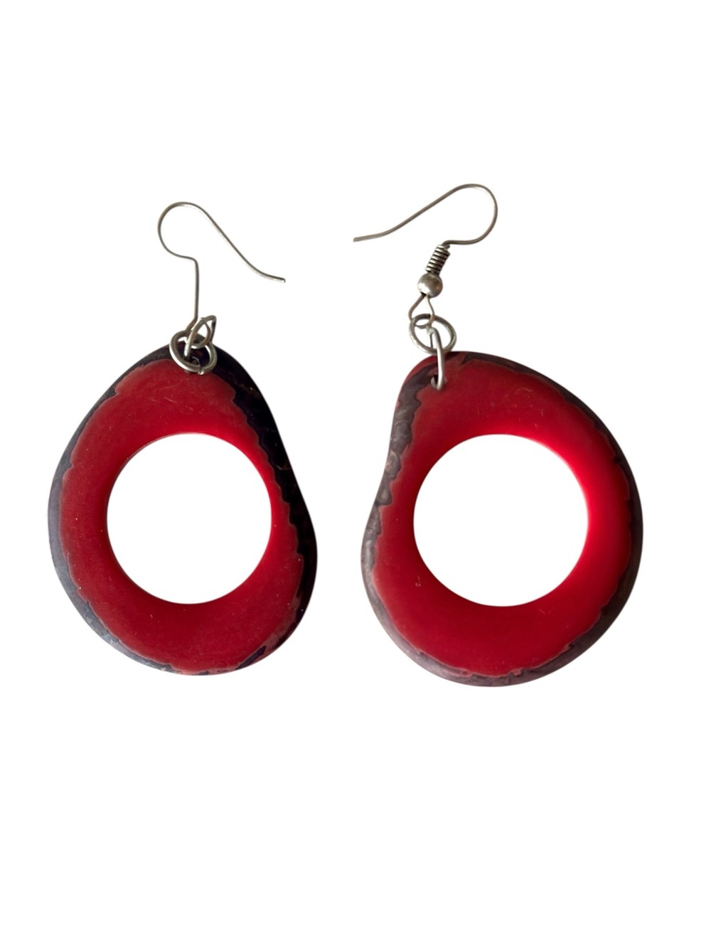 Tagus Nut Dangle Earrings Handmade in South America from Organic Ivory - Picture 4 of 4